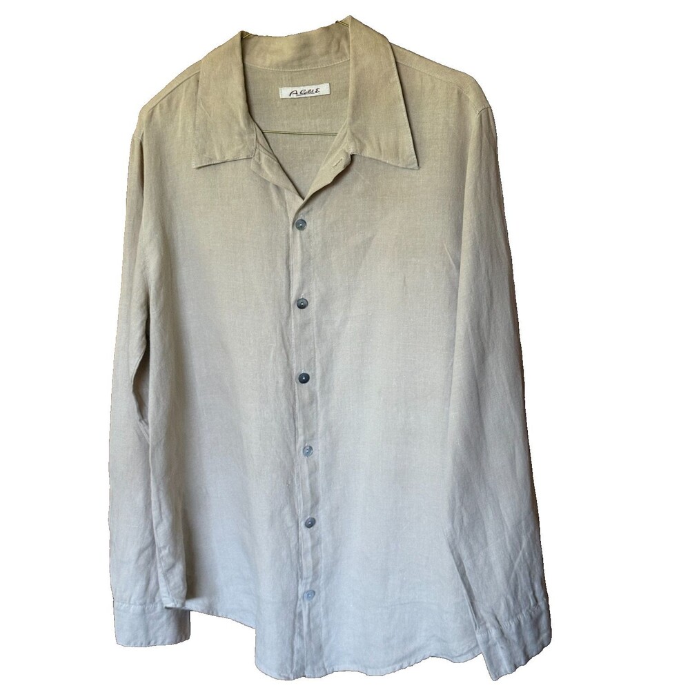Agolde Women's Beige 100% Linen Button Down Shirt Size M
